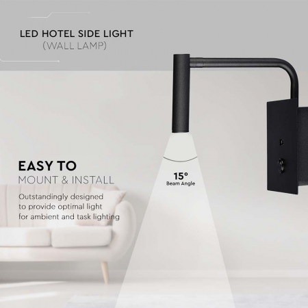 LAMPA LED PERETE 3W 3000K - NEGRU [8]