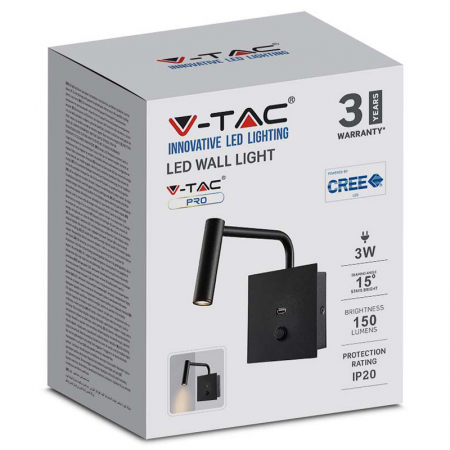 LAMPA LED PERETE 3W 3000K - NEGRU [6]