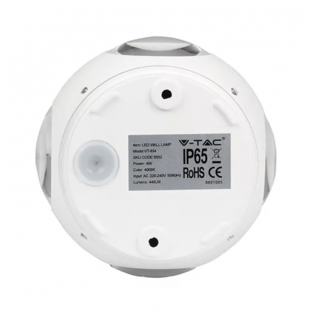 Lampa LED perete, 4W, IP65, 3000K, alb cald, V-TAC 8551 [3]