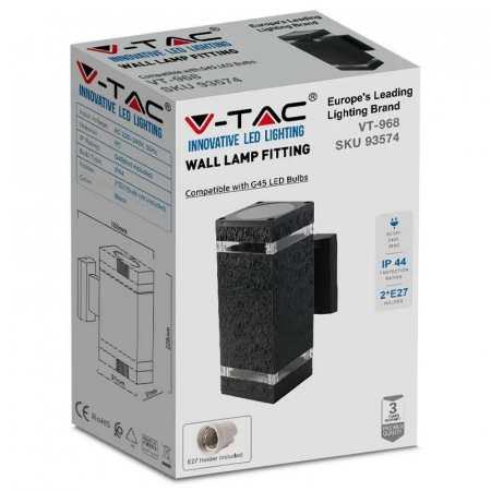 LAMPA PERETE SOCLU E27 IP44 - NEGRU [2]