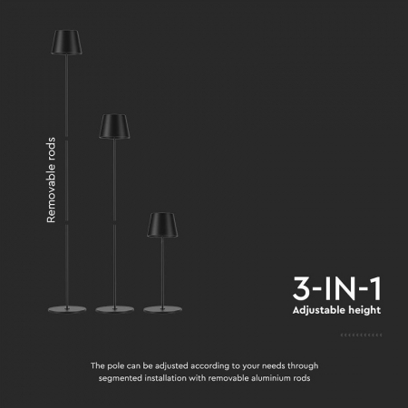 LAMPADAR 4W CU ACUMULATOR IP54 3000K ALB CALD - NEGRU [7]