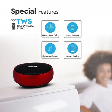 MINI BOXA BLUETOOTH PORTABILA 4W - ROSU [4]