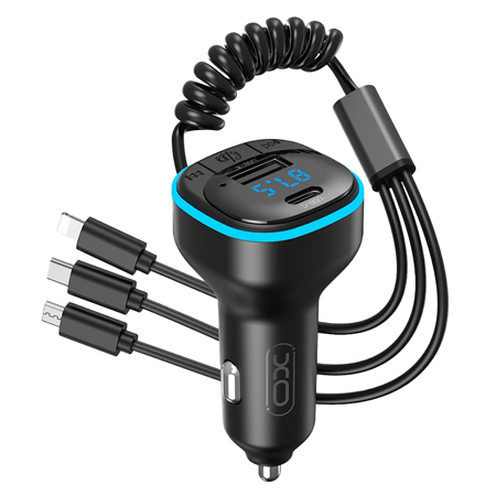 Diverse auto - MODULATOR FM CU BLUETOOTH 3.1A + CABLURI USB-C/LIGHTINING/MICRO USB