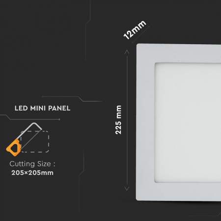PANOU LED PATRAT INCORPORABIL 18W 3000K ALB CALD [7]