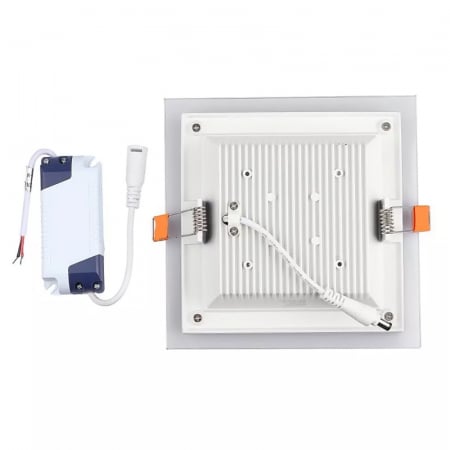 PANOU LED PATRAT INCORPORABIL 18W 6400K ALB RECE, STICLA [4]