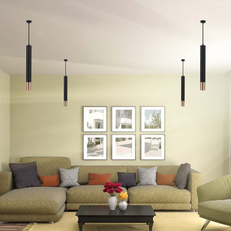 PENDUL CU SOCLU GU10 60X500MM - NEGRU/AURIU [7]