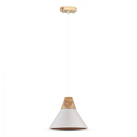 ILUMINAT INTERIOR - Pendul tavan din metal și lemn soclu E27 - alb/auriu