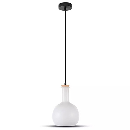 ILUMINAT INTERIOR - Pendul tavan din sticlă și lemn soclu E27 - alb