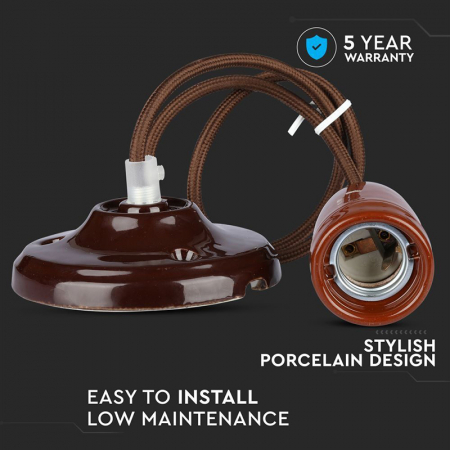 Pendul tavan portelan soclu E27 - maro - V-TAC [6]