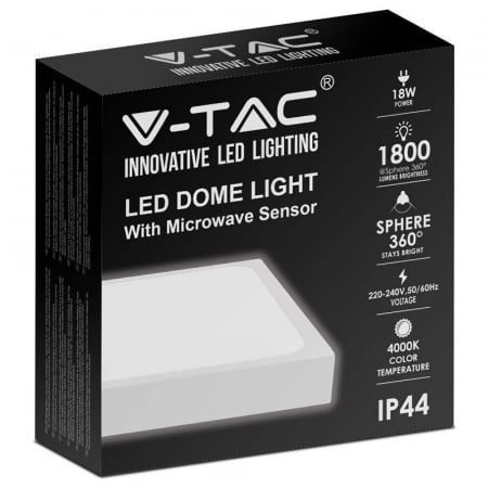 PLAFONIERA LED 18W 4000K IP44 CU SENZOR DE MISCARE [2]