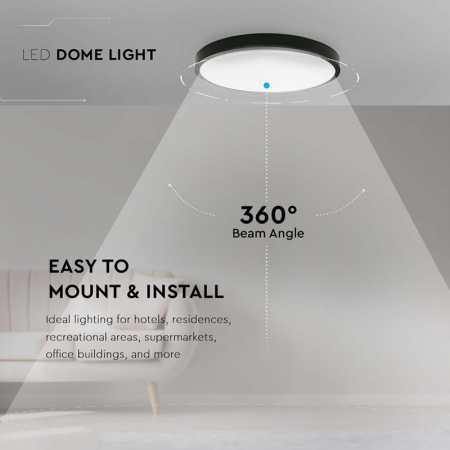 Plafonieră led 18w IP44 4000k alb neutru - negru [6]