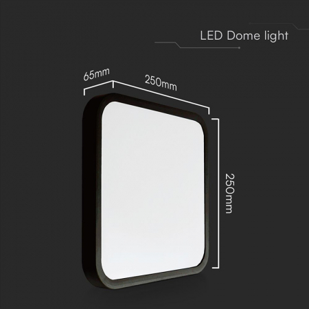 PLAFONIERA LED 18W IP44 6500K ALB RECE - NEGRU [3]