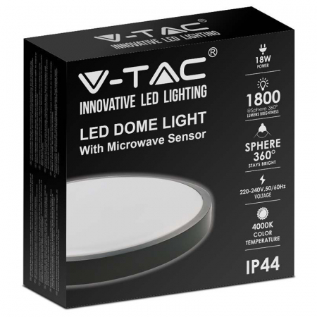 Plafonieră led 18w IP44 cu senzor 4000k alb neutru - negru [3]