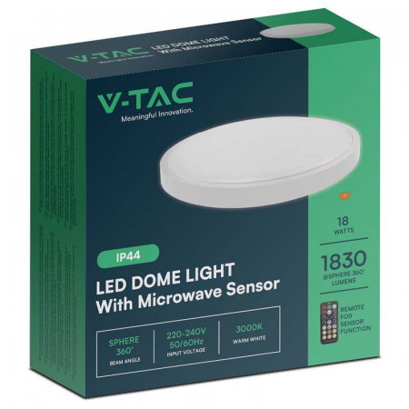 PLAFONIERA LED 18W IP44 CU SENZOR 6500K ALB RECE - ALB [4]