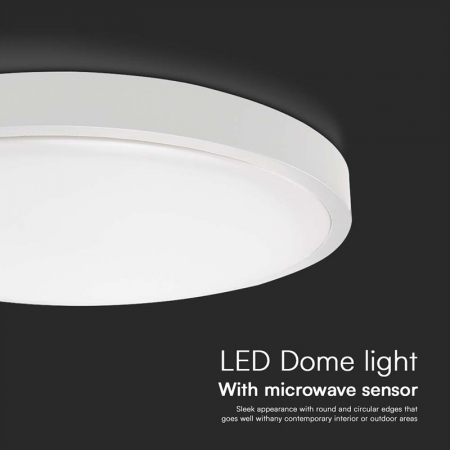 PLAFONIERA LED 18W IP44 CU SENZOR 6500K ALB RECE - ALB [6]