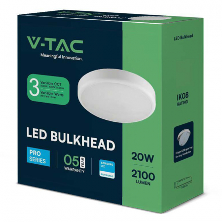Plafoniera LED, 8W/16W/20W, 3in1, IP65, alb, V-TAC, SKU-801-24 [9]