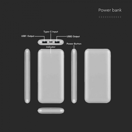 POWER BANK 10000MAH CU CABLU 30CM TIP C - ARGINTIU [4]