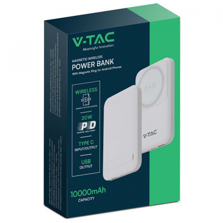 POWER BANK 10000MAH CU INEL MAGNETIC INCARCARE WIRELESS - ALB [9]