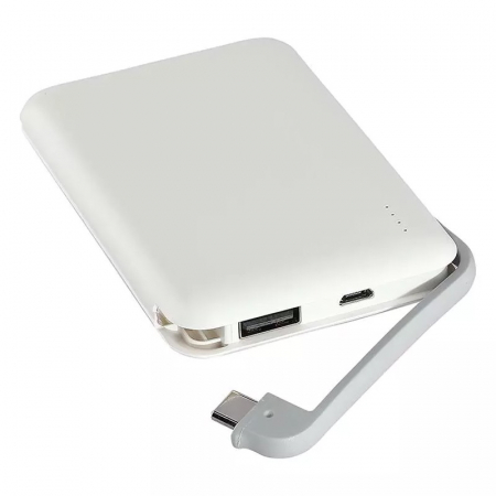 POWER BANK 5000MAH CABLU INCORPORAT - ALB [3]