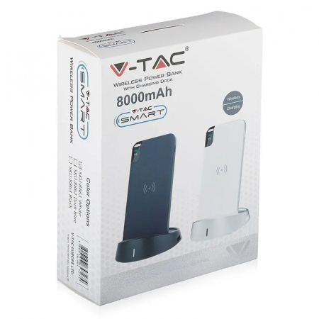 Power bank 8000mah incarcare wireless model stand negru V-tac [13]