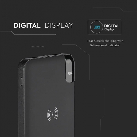 Power bank 8000mah incarcare wireless model stand negru V-tac [15]