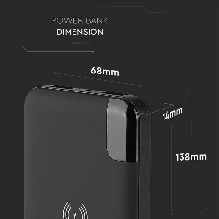 Power bank 8000mah incarcare wireless model stand negru V-tac [14]