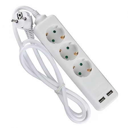 PRELUNGITOR 3 CAI + 2USB 1.5M(3G1.5MM2) ALB [4]