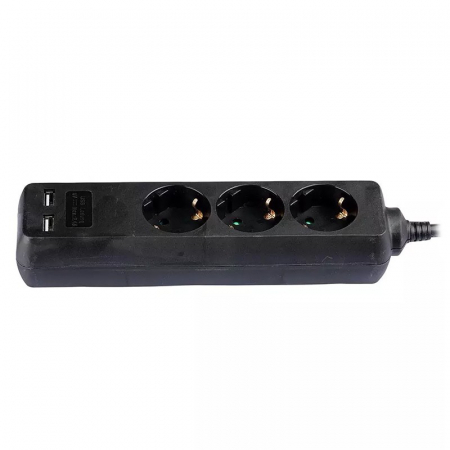 PRELUNGITOR 3 CAI + 2USB 1.5M(3G1.5MM2) NEGRU [3]