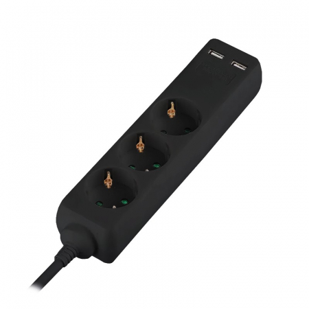 PRELUNGITOR 3 CAI + 2USB 5M(3G1.5MM2) NEGRU [1]