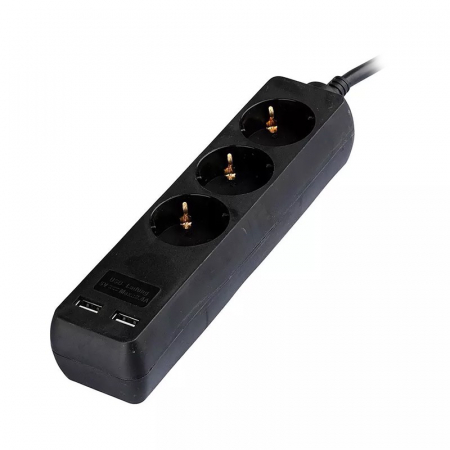 PRELUNGITOR 3 CAI + 2USB 5M(3G1.5MM2) NEGRU [2]