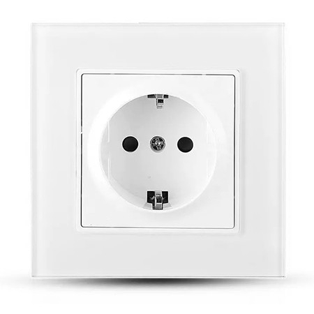 Prize electrice - PRIZA SIMPLA 16A CU RAMA DIN STICLA , ALB