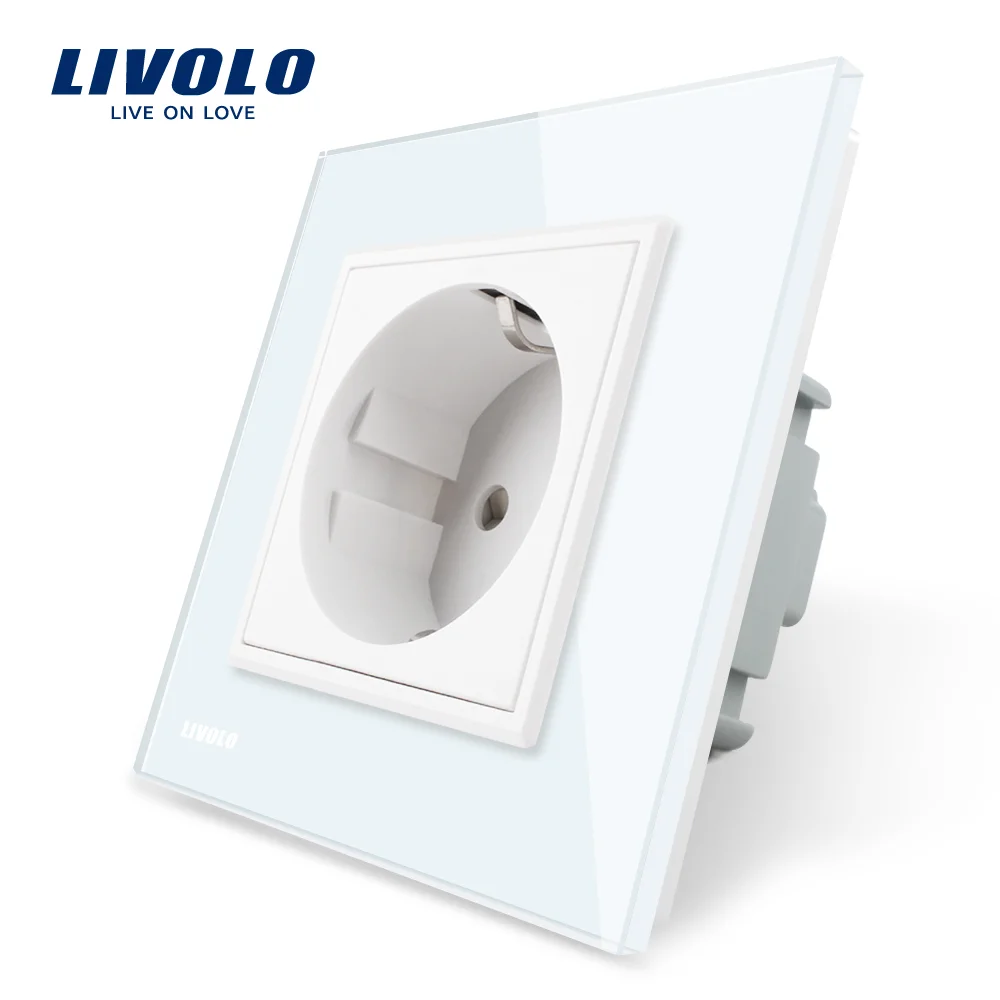 ELECTROCASNICE - Priza simpla Livolo cu rama din sticla