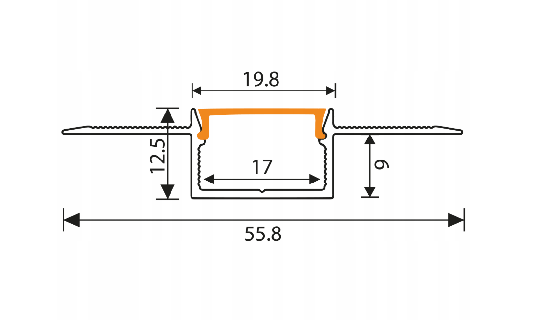 Profil banda led pentru rigips/tencuiala/sub decorativa, 20mm/2m, montaj incastrat [7]
