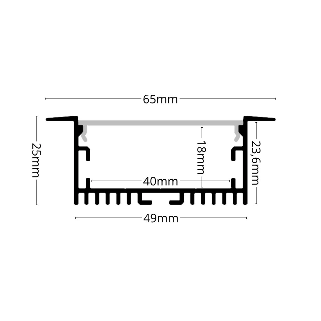 Profil banda led cu cleme pentru rigips, 40mm/2m, montaj incastrat [2]