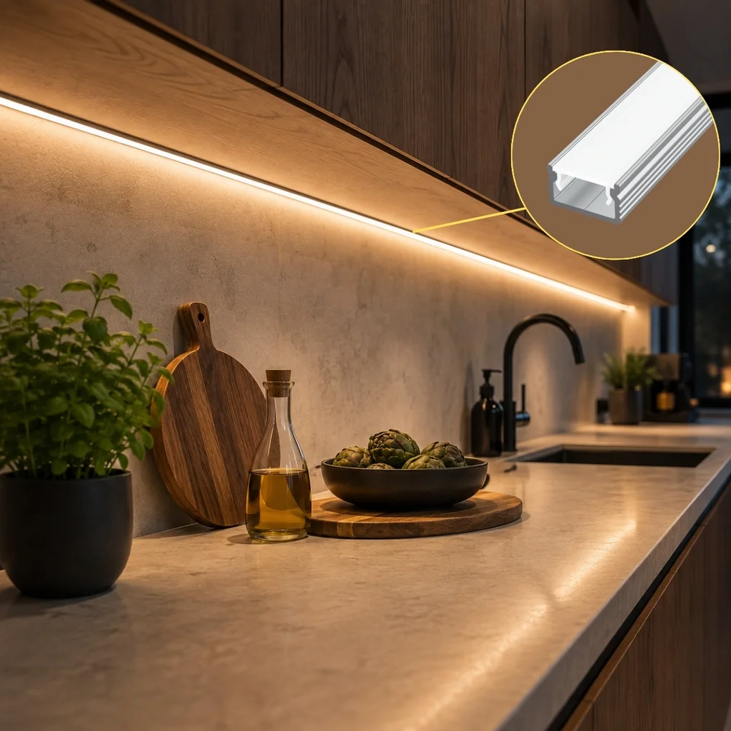 Profil aluminiu slim aplicat 2 m pentru bandă LED, 12x7mm Capac mat [4]