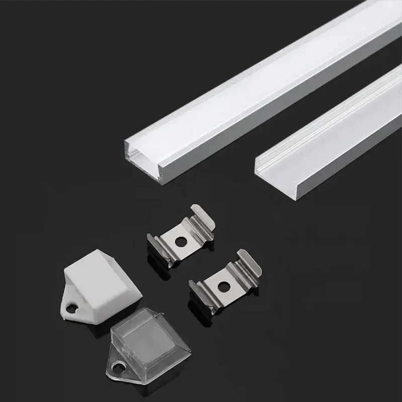 Profil Aluminiu Aplicat pentru Bandă LED, 2m, 15.55mm x 5.9mm, capac mat, corp argintiu [7]