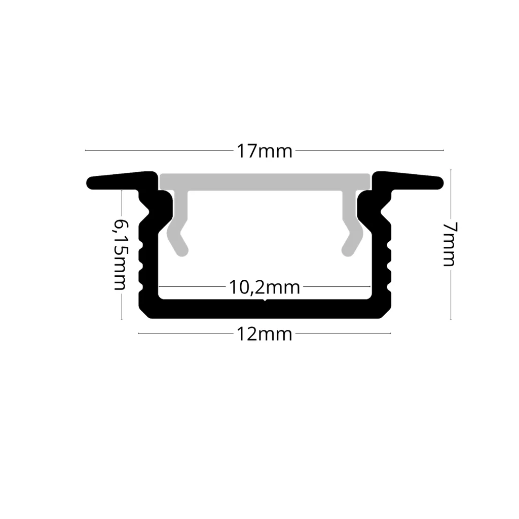 Profil aluminiu slim cu urechi aplicat 2 m pentru bandă LED, 12x7mm Capac mat [1]