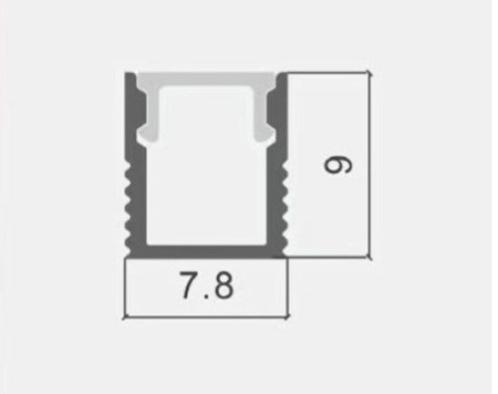 BANDA LED - Profil Aluminiu ingust Aplicat pentru Bandă LED, 2m, 7.8mm x 6mm