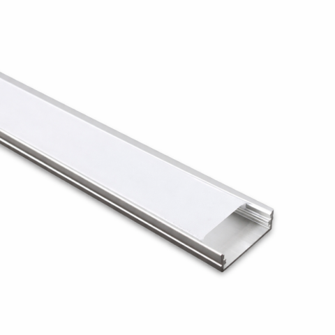 Profil Aluminiu Lat, Aplicat pentru Bandă LED, 2m, 23.5mm x 10mm, corp argintiu, capac mat, V-TAC, SKU-3352