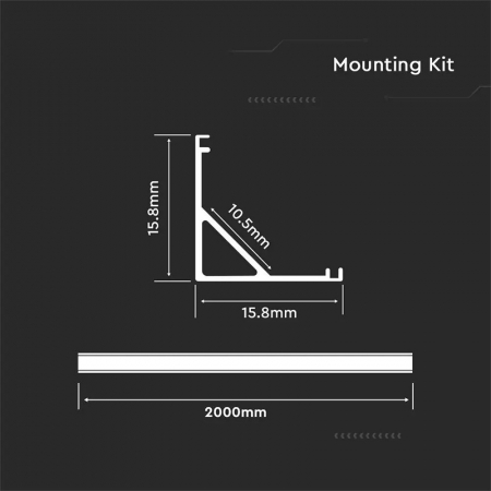 Profil Aluminiu Aplicat pe colt, pentru Bandă LED 2m, 15.8mm x 15.8mm, Corp Argintiu, Capac Mat, V-TAC [3]
