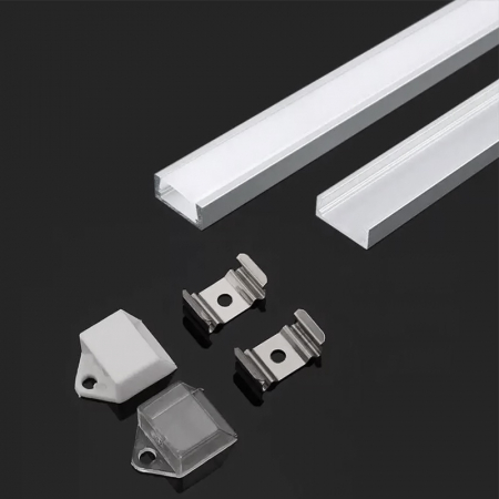 Profil Aluminiu Aplicat pentru Bandă LED, 2m, 15.55mm x 5.9mm, capac mat, corp argintiu, V-TAC, SKU 3370 [4]