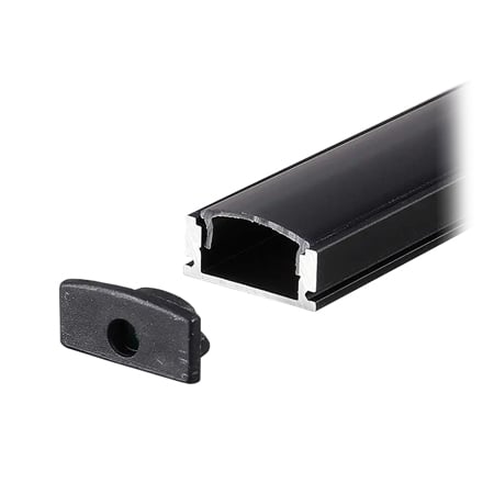 Profile Banda Led - Profil Aluminiu Aplicat pentru Bandă LED, 2m, 17.4mm x 7mm, capac mat, corp negru, V-TAC, SKU-2873