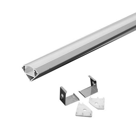 Profile Banda Led - Profil aluminiu pentru banda Led, 2 Metri, de colt aplicat 19mm X 19mm, Capac Mat, V-TAC