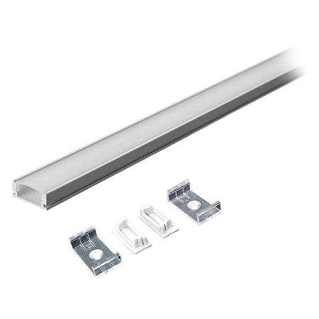Profil Aluminiu Lat, Aplicat pentru Bandă LED, 2m, 23.5mm x 10mm, corp argintiu, capac mat, V-TAC, SKU-3367