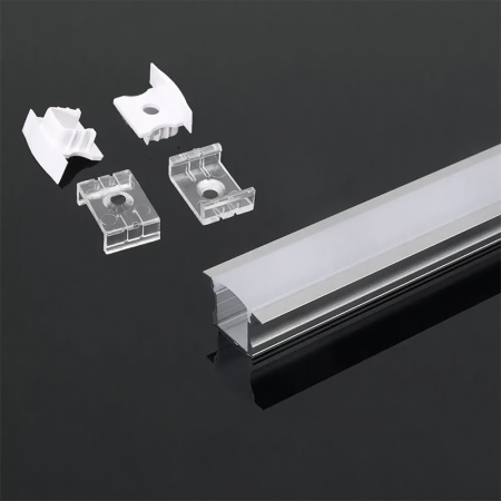 Profil Aluminiu Încastrat pentru Bandă LED, 2m, 23mm x 15.5mm, corp argintiu, capac mat, V-TAC, SKU-3351 [2]
