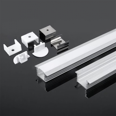 Profil Aluminiu adânc pentru bandă LED, 2m, 24.5mm x 12.2mm, capac mat, corp argintiu, V-TAC, SKU-3357 [1]