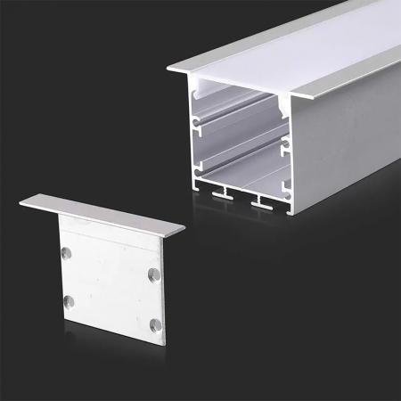 Profil Aluminiu Încastrat pentru Bandă LED, 2m, 50mm x 35mm, capac mat, corp argintiu, V-TAC 2871 [2]