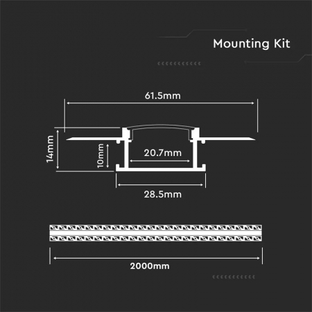 Profil aluminiu pentru banda LED incastrat pentru rigips 2M IP20 V-TAC 3359 [7]