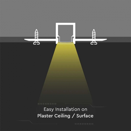 Profil pentru banda led din aluminiu, incastrat, ingust pentru rigips, 2 metri, Capac Mat, V-TAC [4]