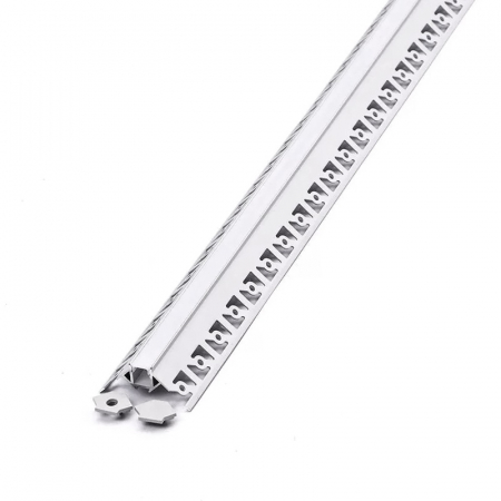 Profil aluminiu pentru bandă LED îngust, pentru rigips, montaj colț exterior, 2 metri, capac mat, corp argintiu, V-TAC, SKU-3361 [2]